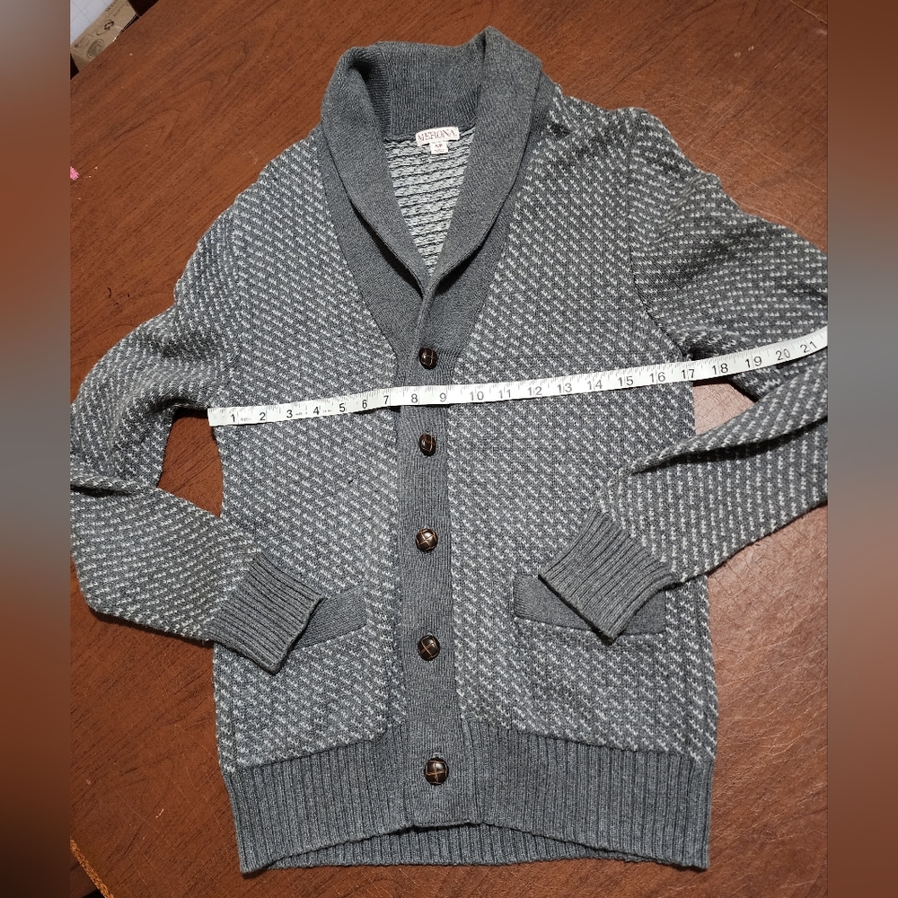 Merona Men's Textured Gray Cardigan Sweater - Picture 2 of 8